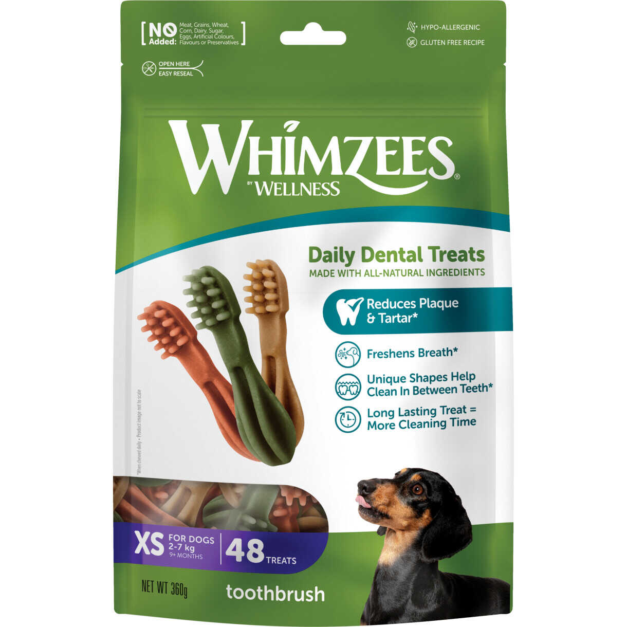 48 Whimzees Zahnbürste Star XS für sehr kleine Hunde - 360 g