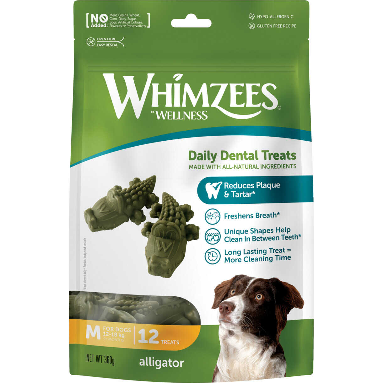 Whimzees Alligator Hundeleckerli - für Hunde von 12 bis 18 kg - glutenfrei