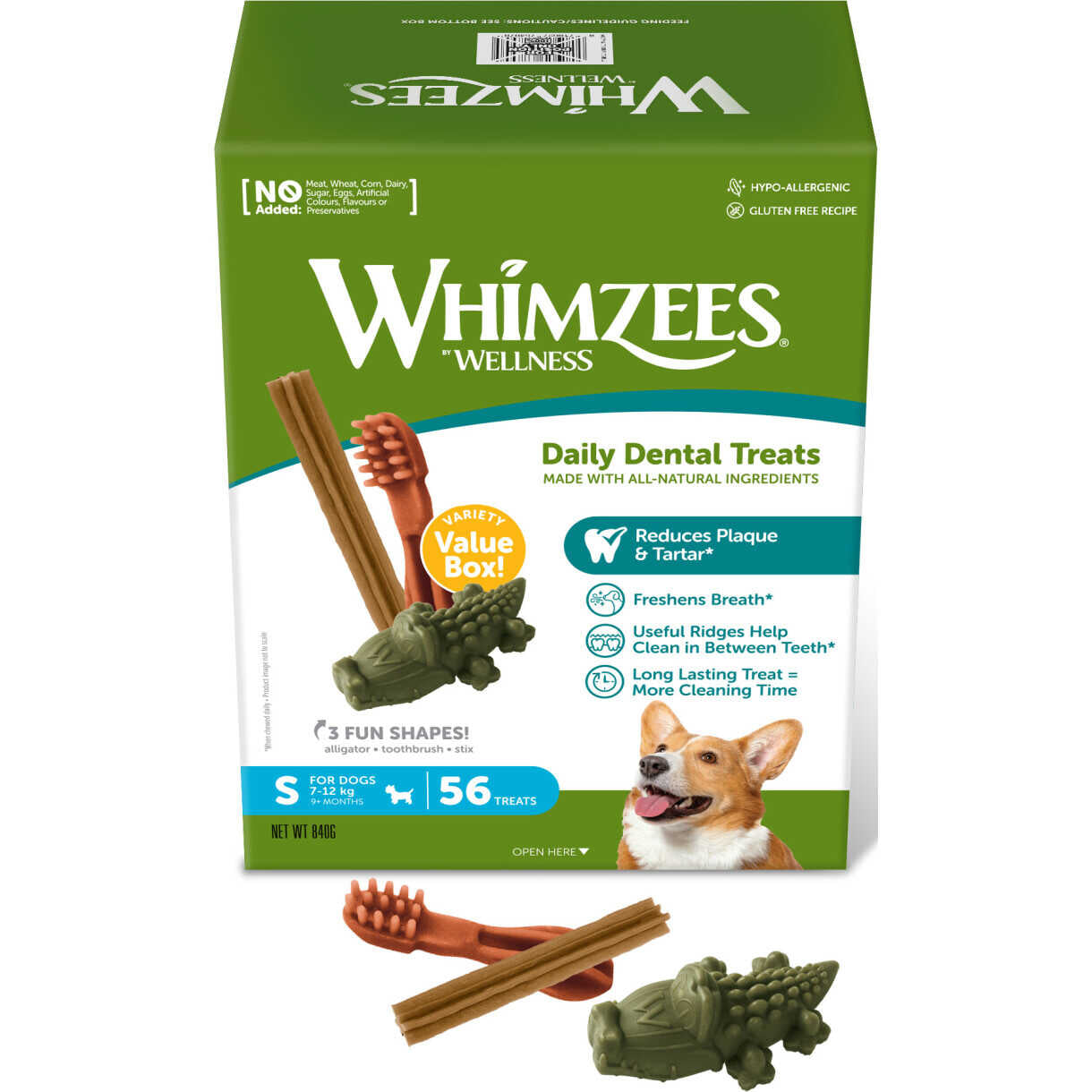 56 Stück Whimzees variety S Hundeleckerlis für kleine Hunde - 840g