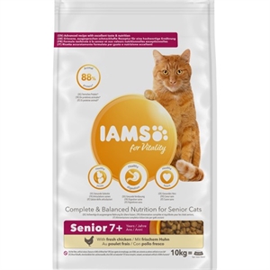 10 kg IAMS for Vitality Katzenfutter Ältere Katzen mit Frischem Huhn 7 Jahre +