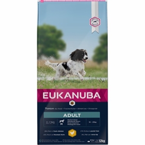 12 kg Eukanuba Hundefutter Adult Medium mit Huhn von 12 Monaten bis 7 Jahre