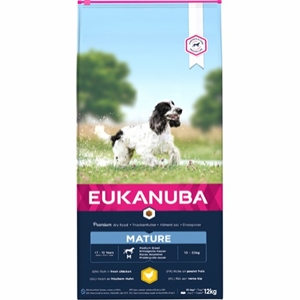 12 kg Eukanuba Hundefutter Mature Medium Breed mit Huhn von 7 bis 10 Jahren