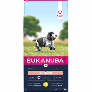 12 kg Eukanuba Hundefutter Senior Medium Breed mit Huhn 10 Jahre +