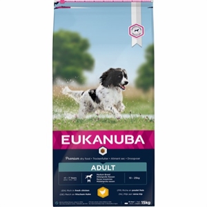 15 kg Eukanuba Hundefutter Adult Medium mit Huhn von 1 bis 7 Jahren