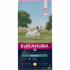 15 kg Eukanuba Hundefutter mit Huhn til kleine Hunde von 1 bis 8 Jahre
