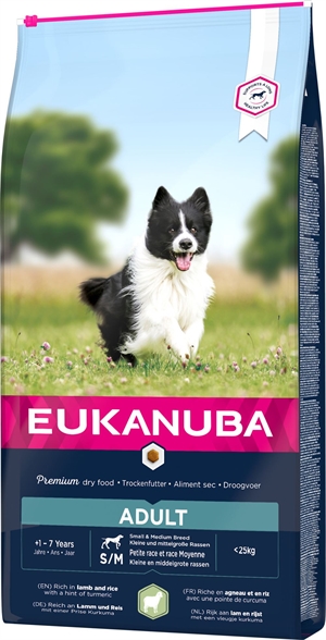 Eukanuba Hundefutter Small - Medium Breed Adult mit Lamm und Reis von 12 Monaten bis 7 Jahre