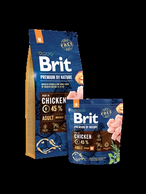 3 kg Brit Premium by Nature Adult Medium Hundefutter für mittelgroße Hunde 11 - 25 kg