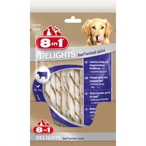 8in1 Delights 35 Stück beef Snacks für Hunde gedrehte Kaustäbe - mit Rind