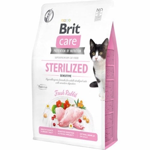 2 kg Brit Care Katzenfutter für ausgewachsene sterilisierte Katzen mit empfindlichem Magen - getreidefrei