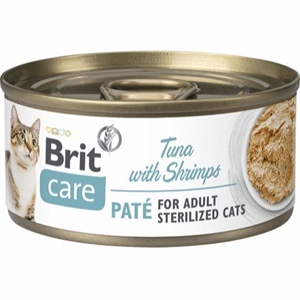 24 x 70 g Brit Katzennassfutter mit Thunfischpaté und Garnelen für sterilisierte Katzen