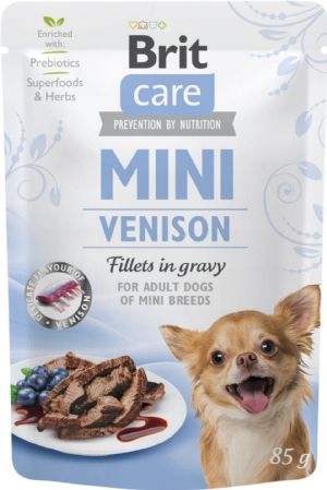 24 Stück Brit Care Nassfutter mit Mini-Hirschfilets in Soße für erwachsene Hunde - 85 g