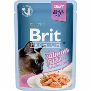 Brit Katzennassfutter mit Lachsfiletstücken in Sauce für sterilisierte Katzen 24 Stück x 85 g