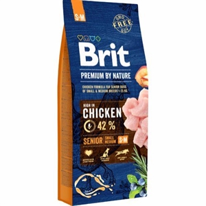 15 kg Brit Premium by Nature Hundefutter Senior til hunde fra 1 til 25 kg