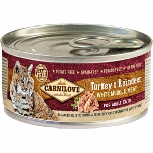 12 x 100 g Carnilove Nassfutter mit Pute & Rentier für ausgewachsene Katzen - getreide- und kartoffelfrei