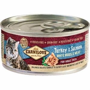 12 x 100 g Carnilove Nassfutter mit Pute & Lachs für ausgewachsene Katzen - getreide- und kartoffelfrei