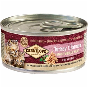 12 x 100 g Carnilove Kitten Nassfutter mit Pute & Lachs für Kätzchen - getreide - und kartoffelfrei