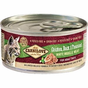 12 x 100 g Carnilove Nassfutter mit Ente & Fasan für ausgewachsene Katzen - getreide- und kartoffelfrei
