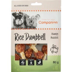 5 Stück Companion Hundesnack mit Kaninchen und Reis auf Fleischknochen 80 g zucker- und glutenfrei