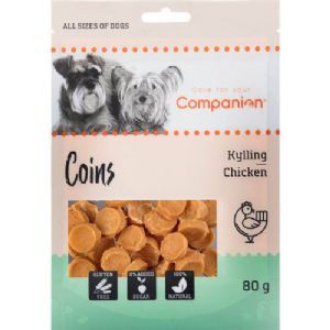 5 Stück Companion Hundesnack in Münzform mit Hühnchen 80 g zucker- und glutenfrei