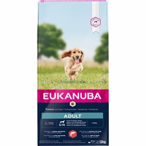 12 kg Eukanuba Hundefutter mit Lachs für kleine - mittlere Rassen von 1 bis 7 Jahren für Hunde unter 25 kg.