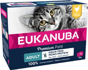 12 Stück x 85 g Eukanuba Nassfutter für Katzen mit Huhn - getreidefrei