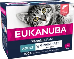 12 Stück x 85 g Eukanuba Katzennassfutter mit Lachs für erwachsene Katzen - getreidefrei