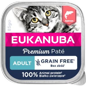 16 Stück x 85 g Eukanuba Nassfutter mit Lachs für erwachsene Katzen - getreidefrei