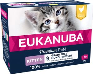12 Stück x 85 g Eukanuba Kitten Nassfutter mit Hühnchen - getreidefrei