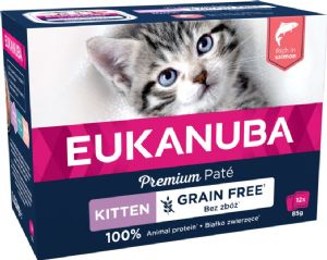 12 Stück x 85 g Eukanuba Katzenfutter mit Lachs - getreidefrei