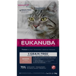 Eukanuba Katzenfutter für ältere Katzen mit Lachs - ohne Getreide.