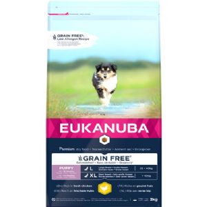 Eukanuba Großrasse Welpenfutter mit Hühnchen von 1 bis 18 Monaten getreidefrei - für Hunde bis zu 40 kg.