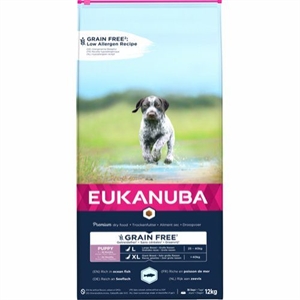 12 kg Eukanuba Puppy & Junior Welpenfutter für große Rassen mit Fisch - getreidefrei