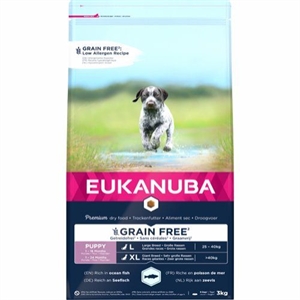 3 kg Eukanuba Puppy & Junior Welpenfutter für große Rassen mit Fisch - getreidefrei