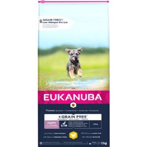 Eukanuba Welpen- und Junghundfutter mit Hühnchen von 1 bis 12 Monate getreidefrei - für Hunde bis zu 25 kg