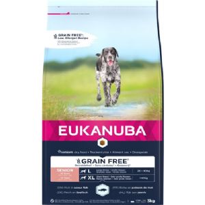 3 kg Eukanuba Senior große Rassen mit Fisch, ab 6 Jahren, für Hunde ab 25 kg - ohne Getreide