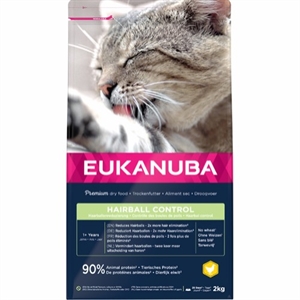 2 kg Eukanuba Katzenfutter für ausgewachsene und ältere Katzen gegen Haarballen