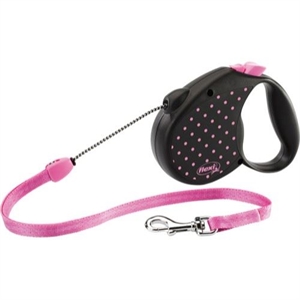 Flexleine Seilleine mit Dots für Hunde bis zu 12 kg - 5 m rosa - schwarz