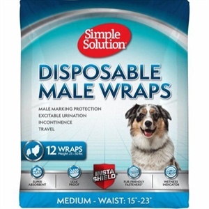 12 Stück Simple Solution Einweg-Bauchband für männlicher Hund - Medium