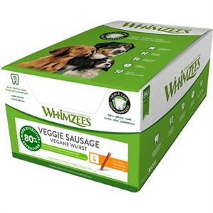 50 Stück Whimzees Veggie Würstchen (groß) für große Hunde von 18 bis 27 kg - glutenfrei