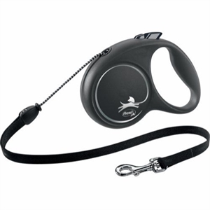 Flexleine Seilleine Black Design für Hunde bis 20 kg - LED und Multi-Box koppelbar