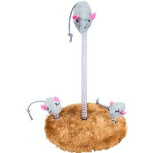 Trixie Katzenspielzeug Mausfamilie auf Feder mit Katzenminze 22 cm - ø 15 cm