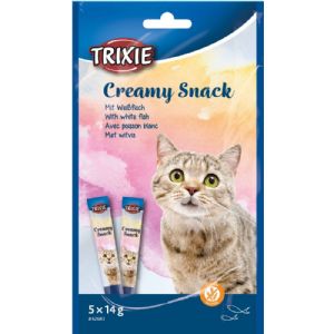 Trixie creme Katzen-Snacks mit Thunfisch und weißem Fisch 5 x 14 g - glutenfrei