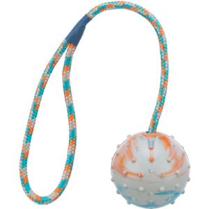 Trixie Hundespielzeug Ball auf Seil ø 6 cm - Länge 30 cm - assortierte Farben