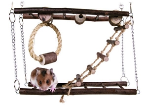 Trixie Hängebrücke 27 x 17 x 7 cm aus Naturholz für Mäuse und Hamster